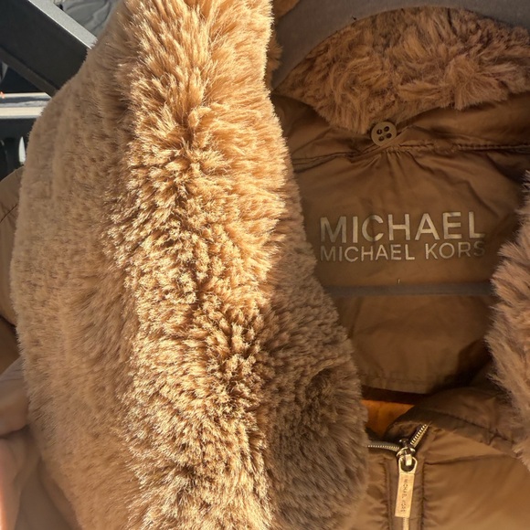 Michael Kors Women's Brown Puffer Jacket with Faux Fur Collar - Picture 3 of 11